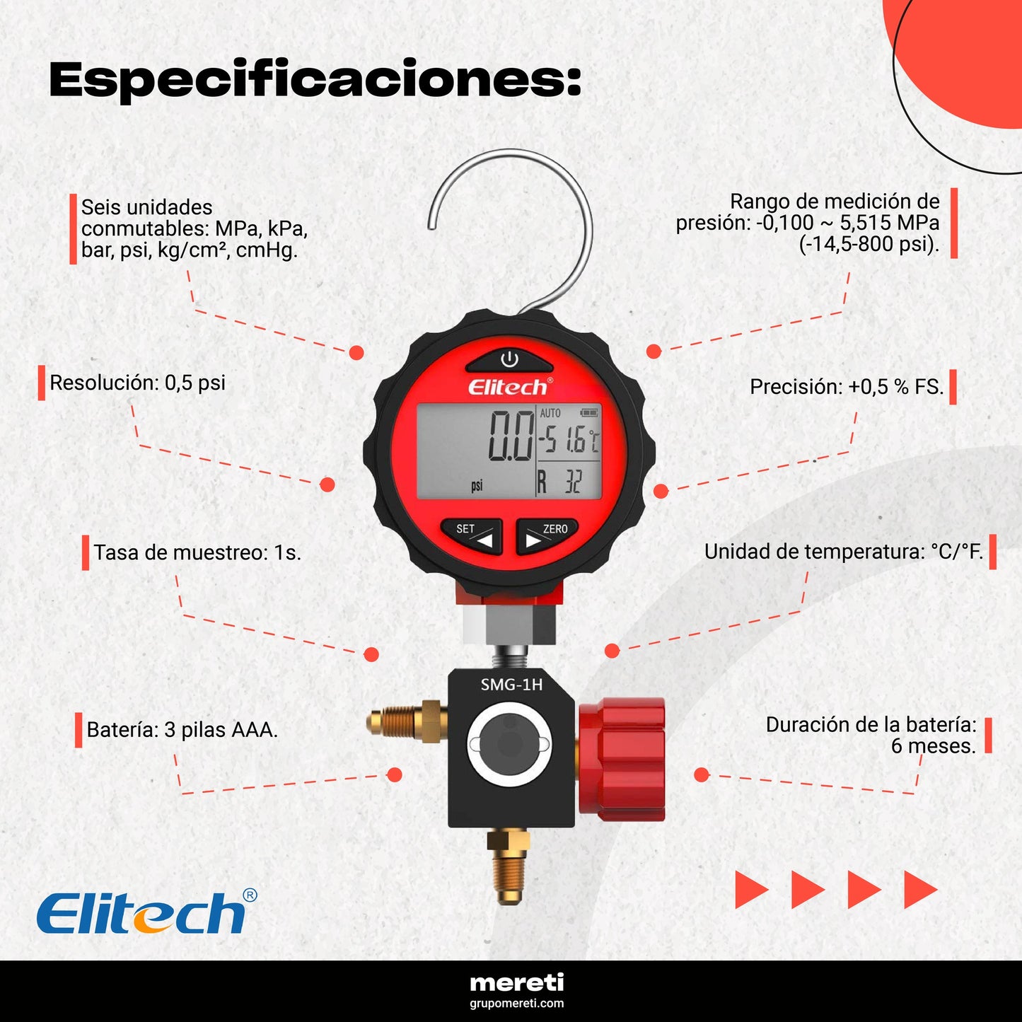 Manómetro digital Elitech