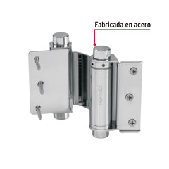 Bisagra de doble acción 3" acero cromado, HERMEX