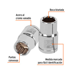 Dado de 1/2", 12 puntas, cuadro 1/2", Truper