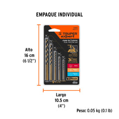 Juego de 5 brocas HSS para metal, Truper Expert