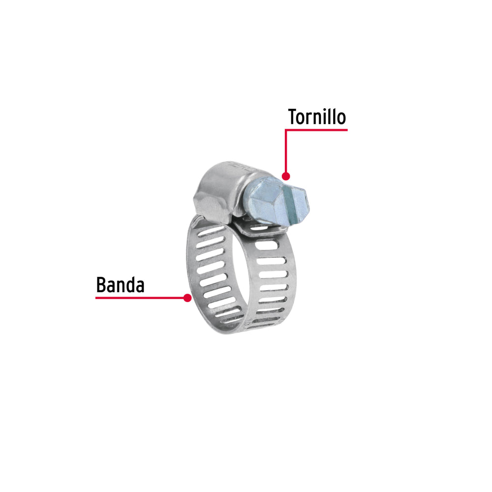 Bolsa con 10 abrazaderas mini sin fin #4, 3/8 - 5/8", FIERO