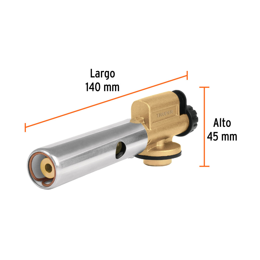 Soplete de aluminio, encendido electrónico, válvula roscada