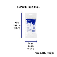 Bolsa con 100 cinchos plásticos 18 lb, 100x2.5 mm, naturales