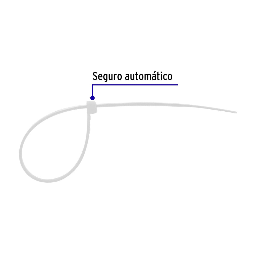 Bolsa con 100 cinchos plásticos 18 lb, 100x2.5 mm, naturales