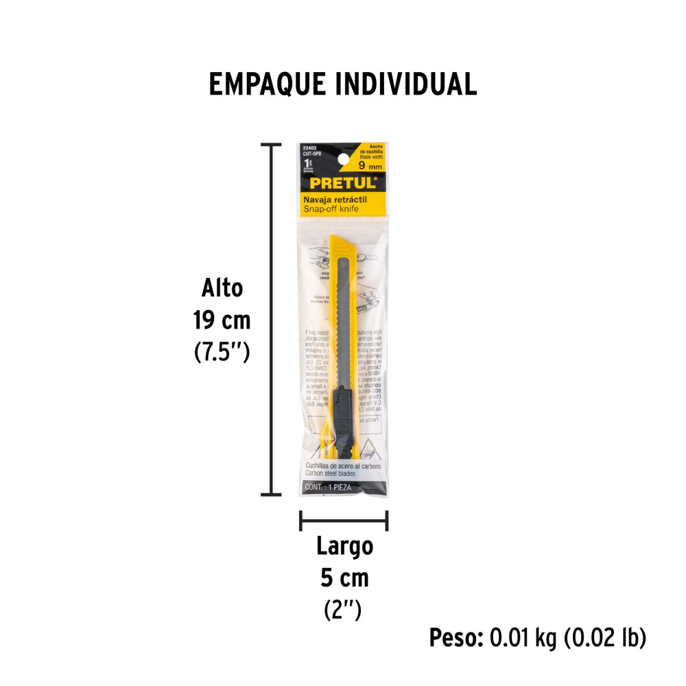 Cutter 9 mm plástico, Pretul