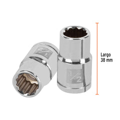 Dado de 1/2", 12 puntas, cuadro 1/2", Truper