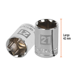 Dado de 21 mm, 6 puntas, cuadro 1/2", Truper