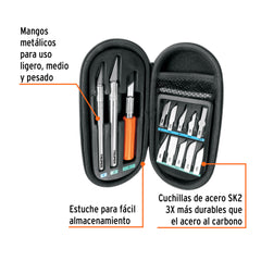 Juego de exactos profesional con 13 cuchillas,estuche,TRUPER