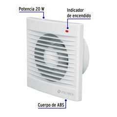 Extractor de aire de 5", blanco, VOLTECK