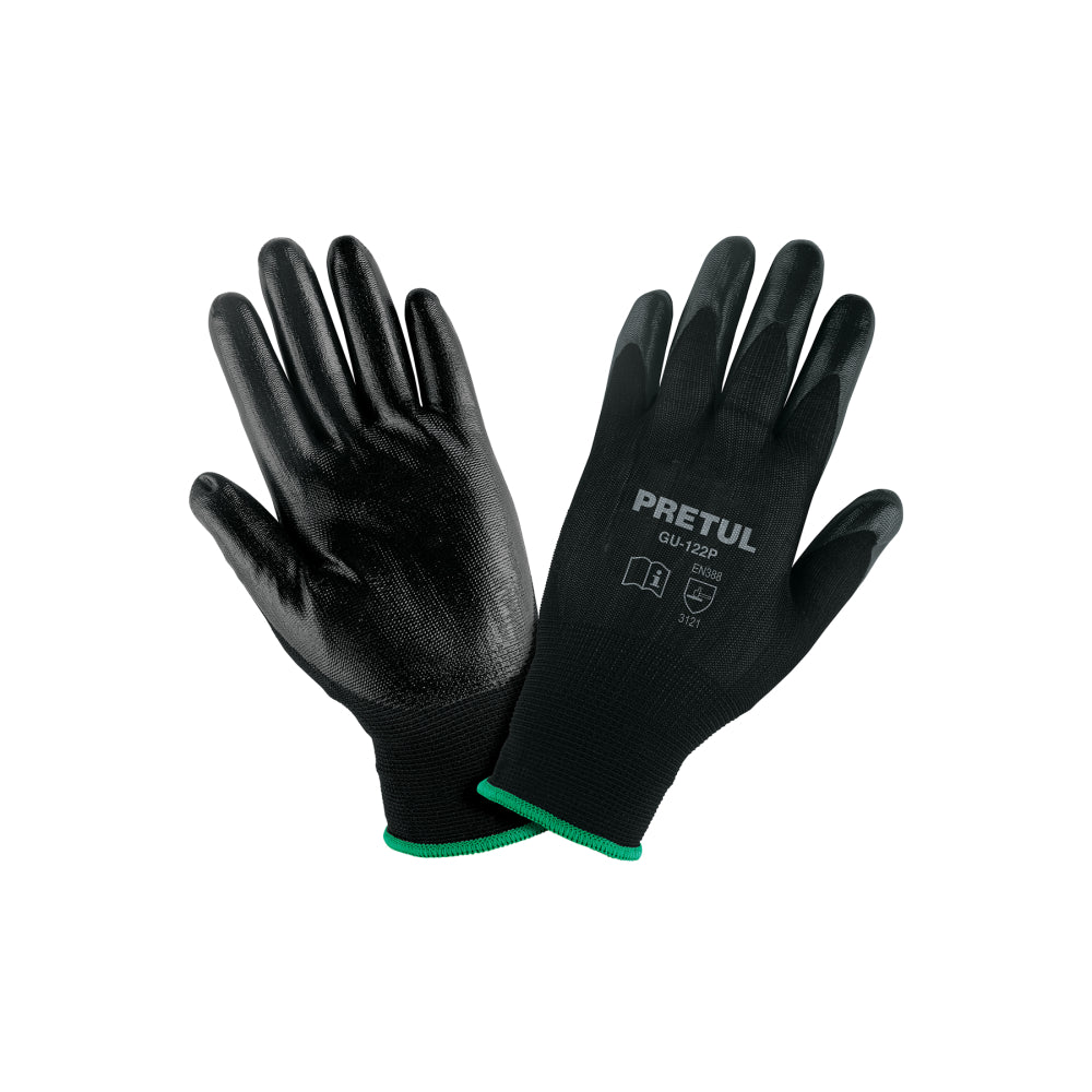 Guantes de nylon recubiertos de nitrilo, M, PRETUL