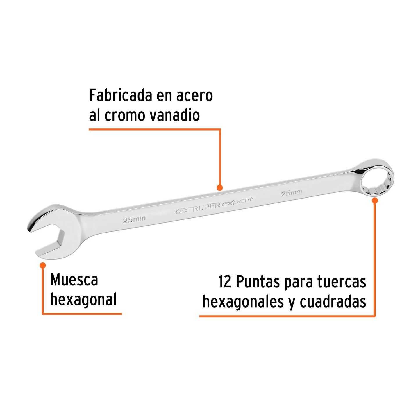 Llave combinada extralarga milimétrica 25mm