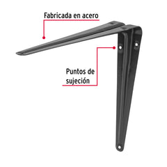 Ménsula de acero gris 8 x 10", FIERO