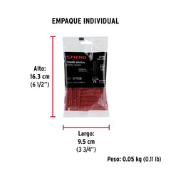 Bolsa con 50 taquetes de plástico 1/4", FIERO