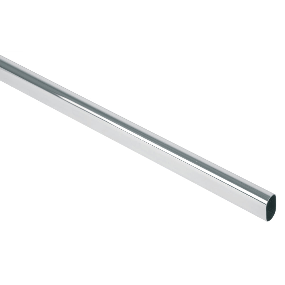 Tubo ovalado para clóset, 3.0 m, acero cromado, HERMEX