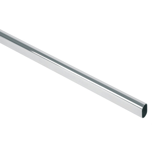 Tubo ovalado para clóset, 3.0 m, acero cromado, HERMEX