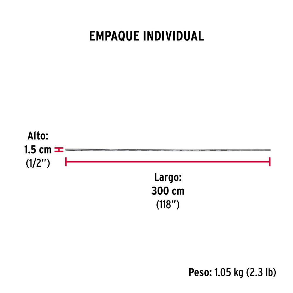 Tubo ovalado para clóset, 3.0 m, acero cromado, HERMEX