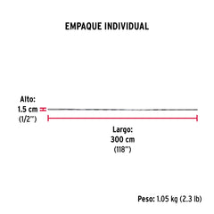 Tubo ovalado para clóset, 3.0 m, acero cromado, HERMEX