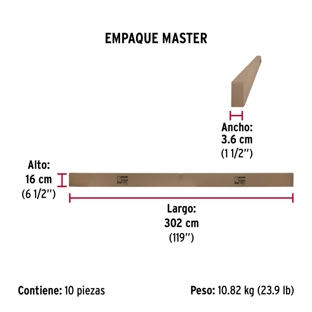 Tubo ovalado para clóset, 3.0 m, acero cromado, HERMEX
