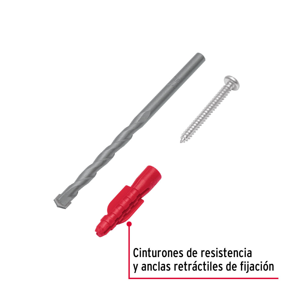 Kit de 20 taquetes 1/4" con pijas #8 y 1 broca 1/4", FIERO